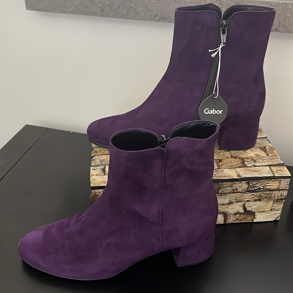 NWT GABOR Samtchevreau Purple Suede Zip-up Ankle Boots - Size 6.5 - Picture 10 of 17